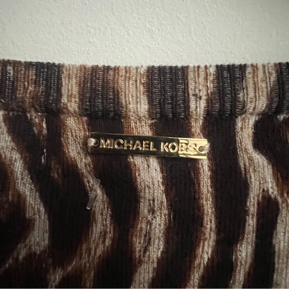 New Michael Kors Fit & Flare Leopard Animal Print Long Sleeve Sweater Dress Sm - Picture 8 of 14